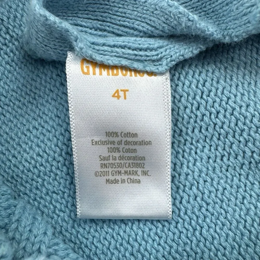 Gymboree Girls Size 4T Sweater Dress Blue Bird Rainbow Knit Cotton
